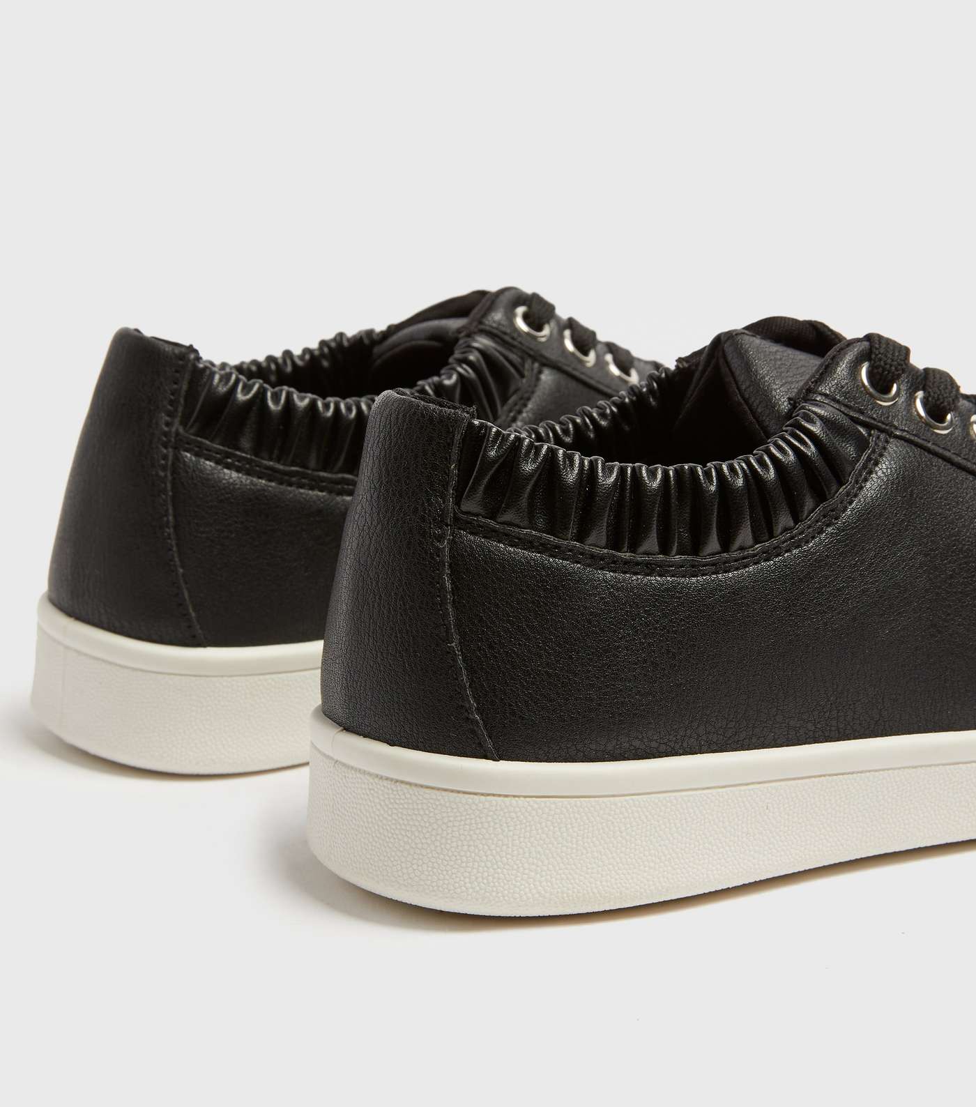Black Ruched Lace Up Chunky Trainers Image 4
