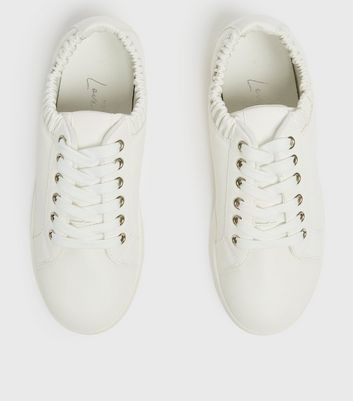 Click to view product details and reviews for White Ruched Lace Up Trainers New Look Vegan.