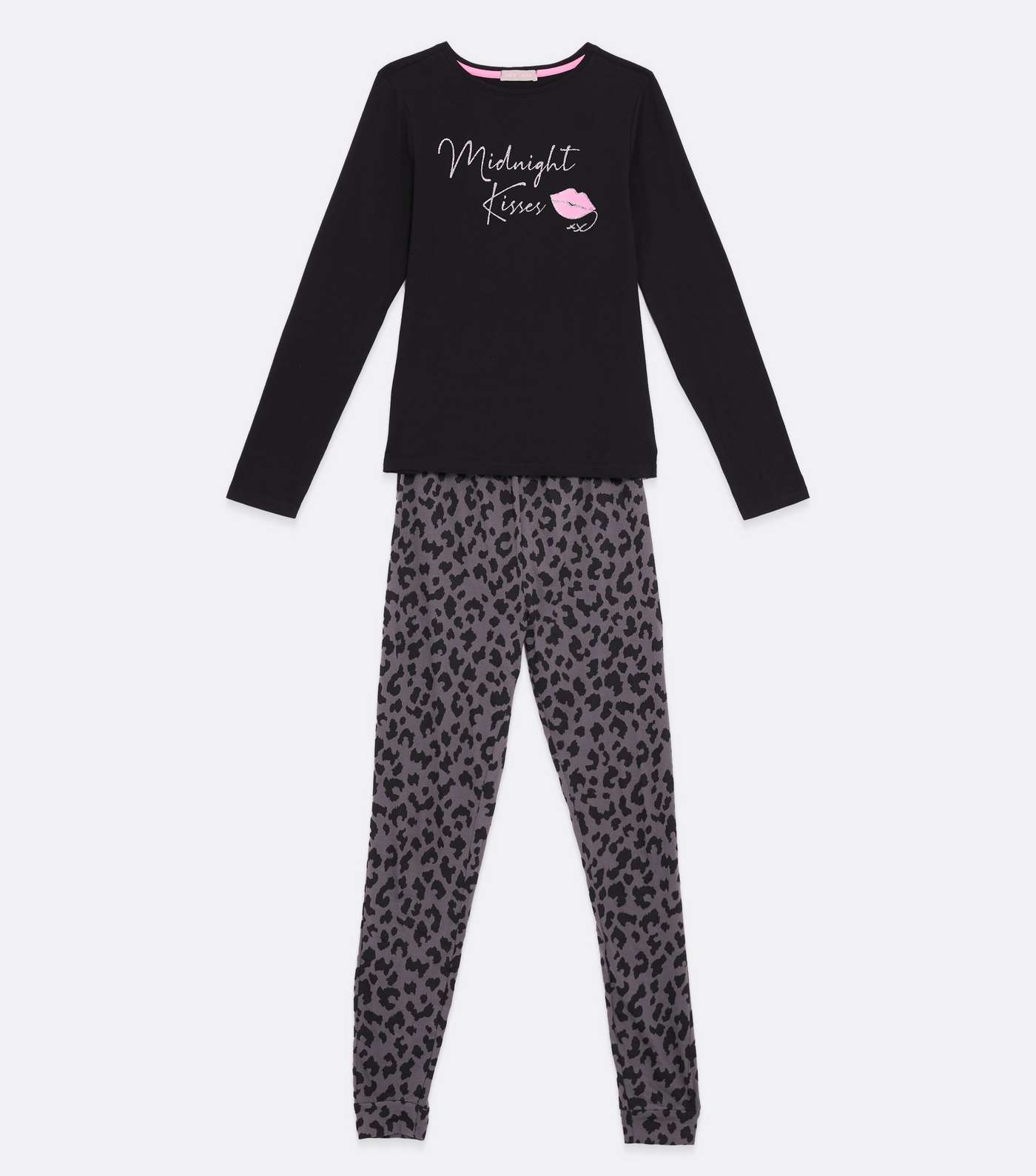 Black Logo Leopard Print Legging Pyjama Set Image 5