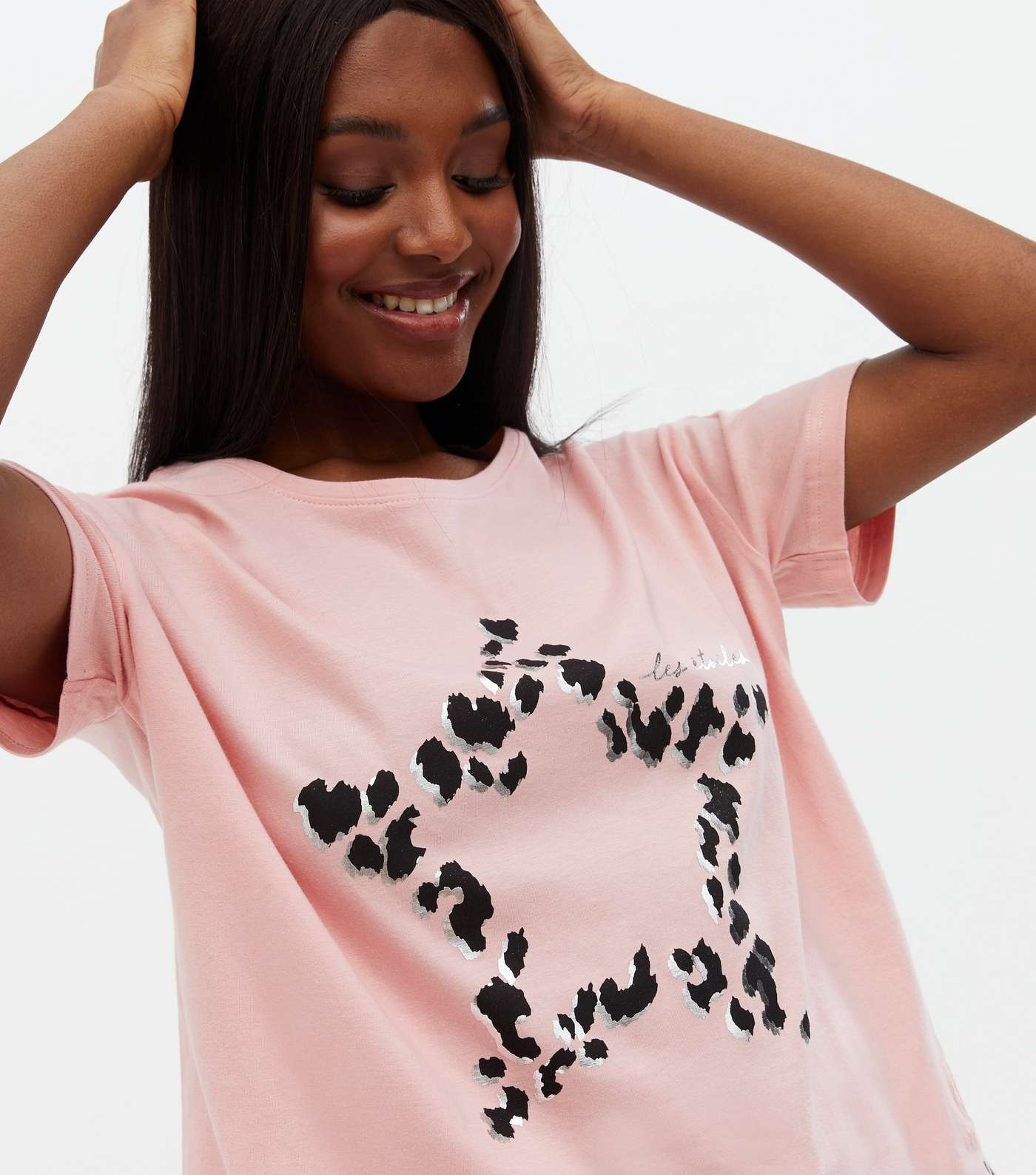 Pink Star Leopard Print T-Shirt and Jogger Pyjama Set Image 3