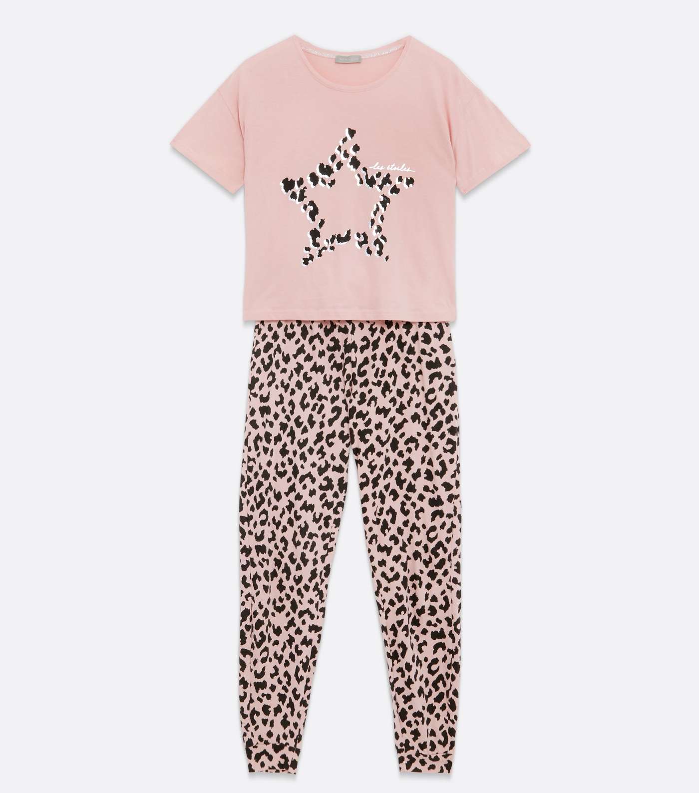 Pink Star Leopard Print T-Shirt and Jogger Pyjama Set Image 5