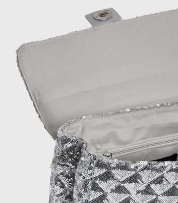 silver sequin clutch