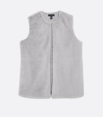 Pale Grey Faux Fur Gilet New Look