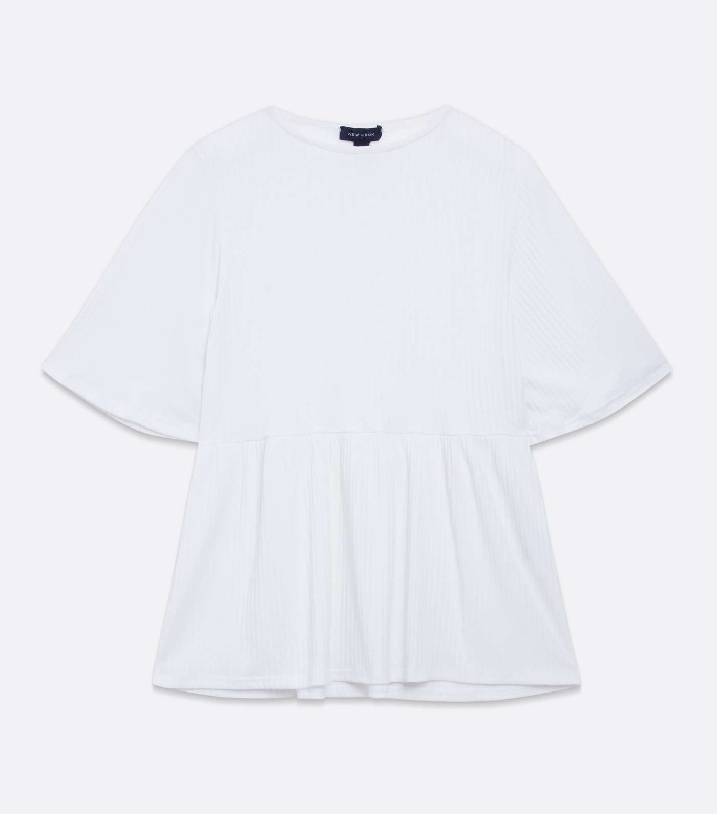 White Ribbed Peplum T-Shirt Image 5