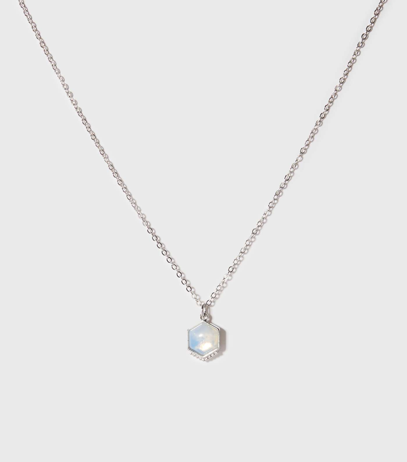 Silver Semi Precious Moonstone Pendant Necklace Image 2