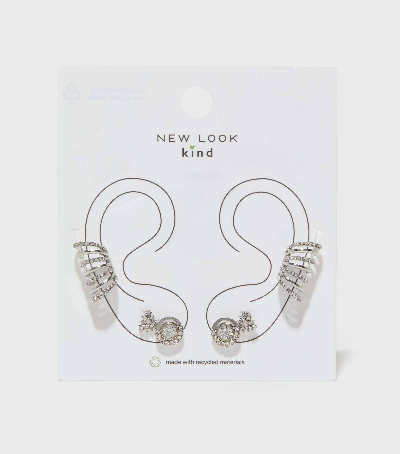 3 Pack Silver Mixed Ear Cuffs and Stud Earrings