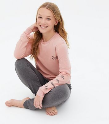 Girls Pink Jogger Pyjama Set with Star 