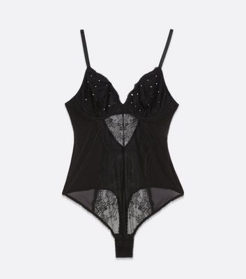 New look black lace bodysuit online