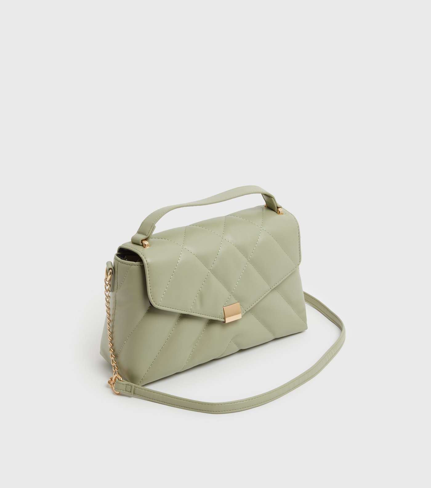 Olive Quilted Cross Body Bag Image 3