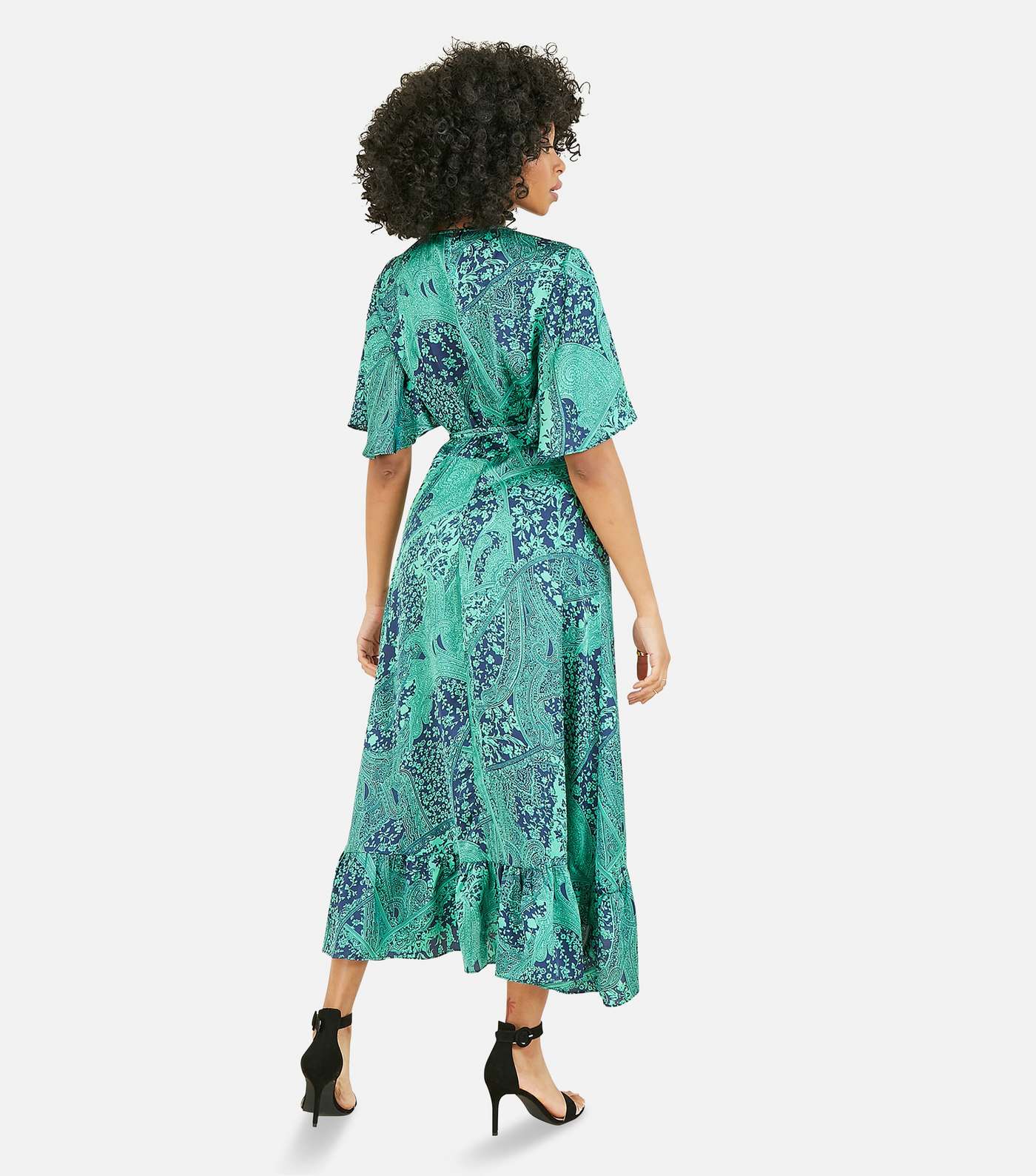 Mela Green Paisley Ruffle Midi Wrap Dress Image 3