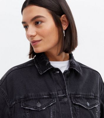 Moto oversized denim outlet jacket