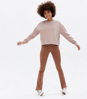 Girls Brown Two Pocket Sturdy Fit School Trousers with Half Waist  Elastication. | eBay