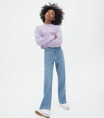 Girls Blue Long Split Anica Straight 