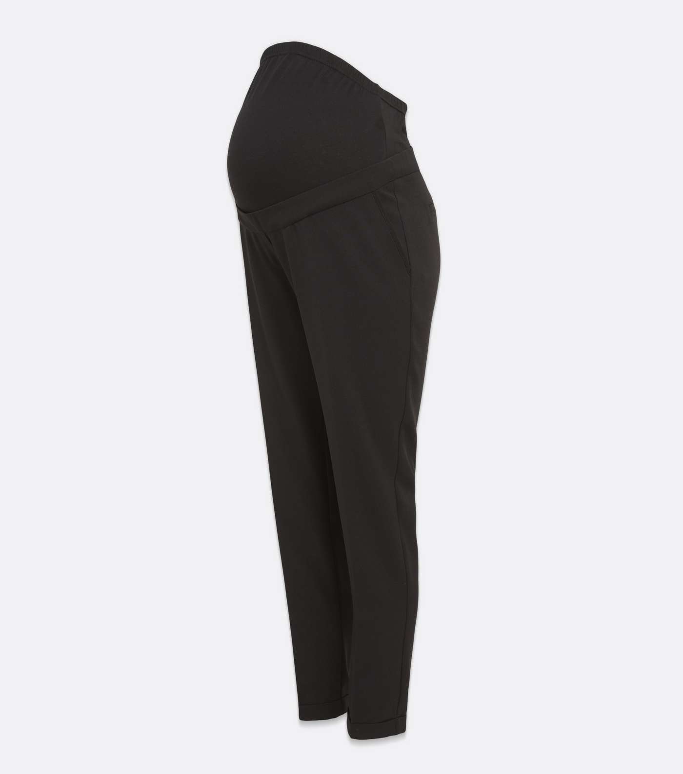 Curves Maternity Black Stretch Over Bump Trousers Image 5