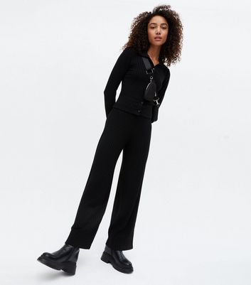 new look ribbed wide leg trousers