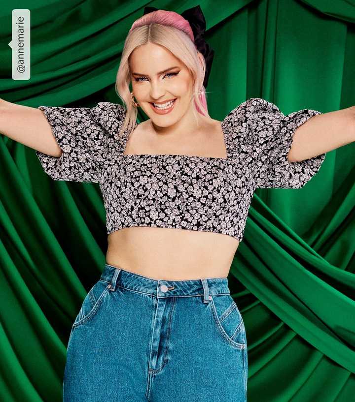 Popstar Black Floral Crop Top
