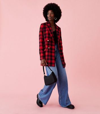 Red check deals jacket women's