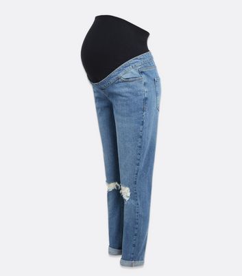 maternity ripped mom jeans