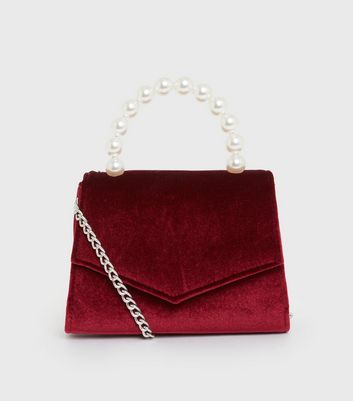 Victoria Secret Evening Bag Burgundy/Brown Cut Velvet with Red Trim and  Handle | eBay