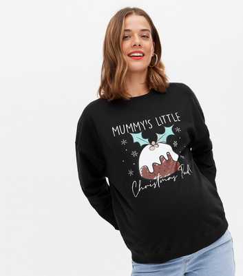Maternity Black Christmas Pudding Logo Sweatshirt