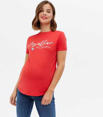 Maternity Red Together This Christmas Logo T-Shirt