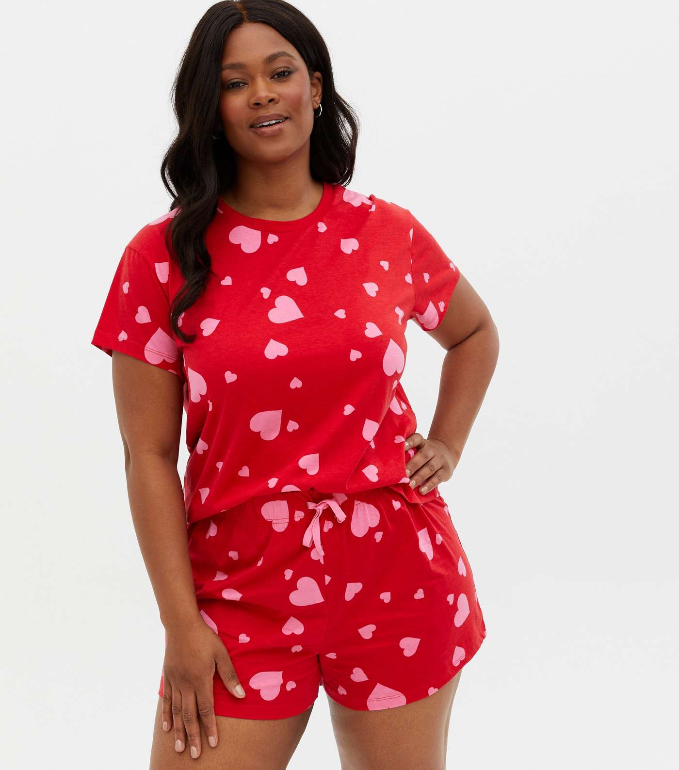 Curves Red Heart Soft Touch Matching Family Pyjama Set Image 2