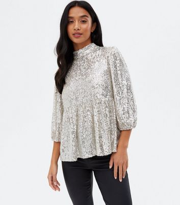 silver sequin tops uk