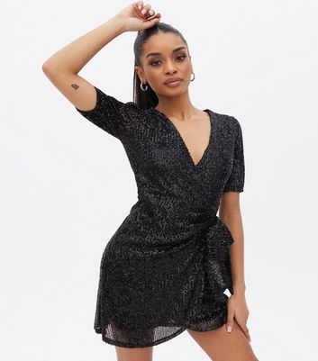 black sequin mini dress