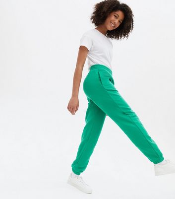 Girls Green High Waist Cuffed Joggers 