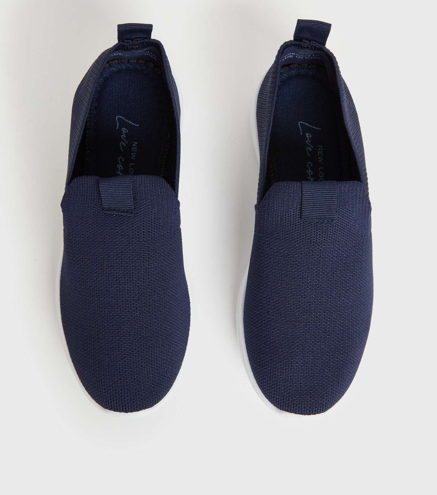Navy Slip On Trainers Image 3