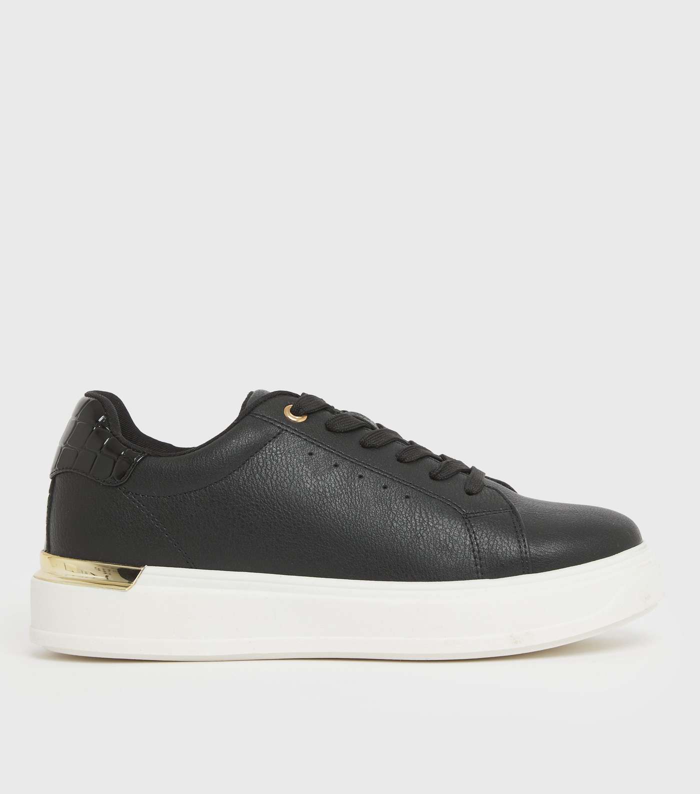 Black Metal Trim Chunky Lace Up Trainers
