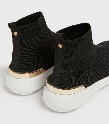 Click to view product details and reviews for Black Knit Metal Trim Chunky Sock Trainers New Look Vegan.