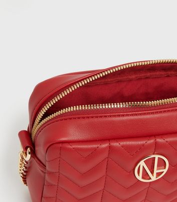 Red Chevron Embellished Cross Body Bag New Look