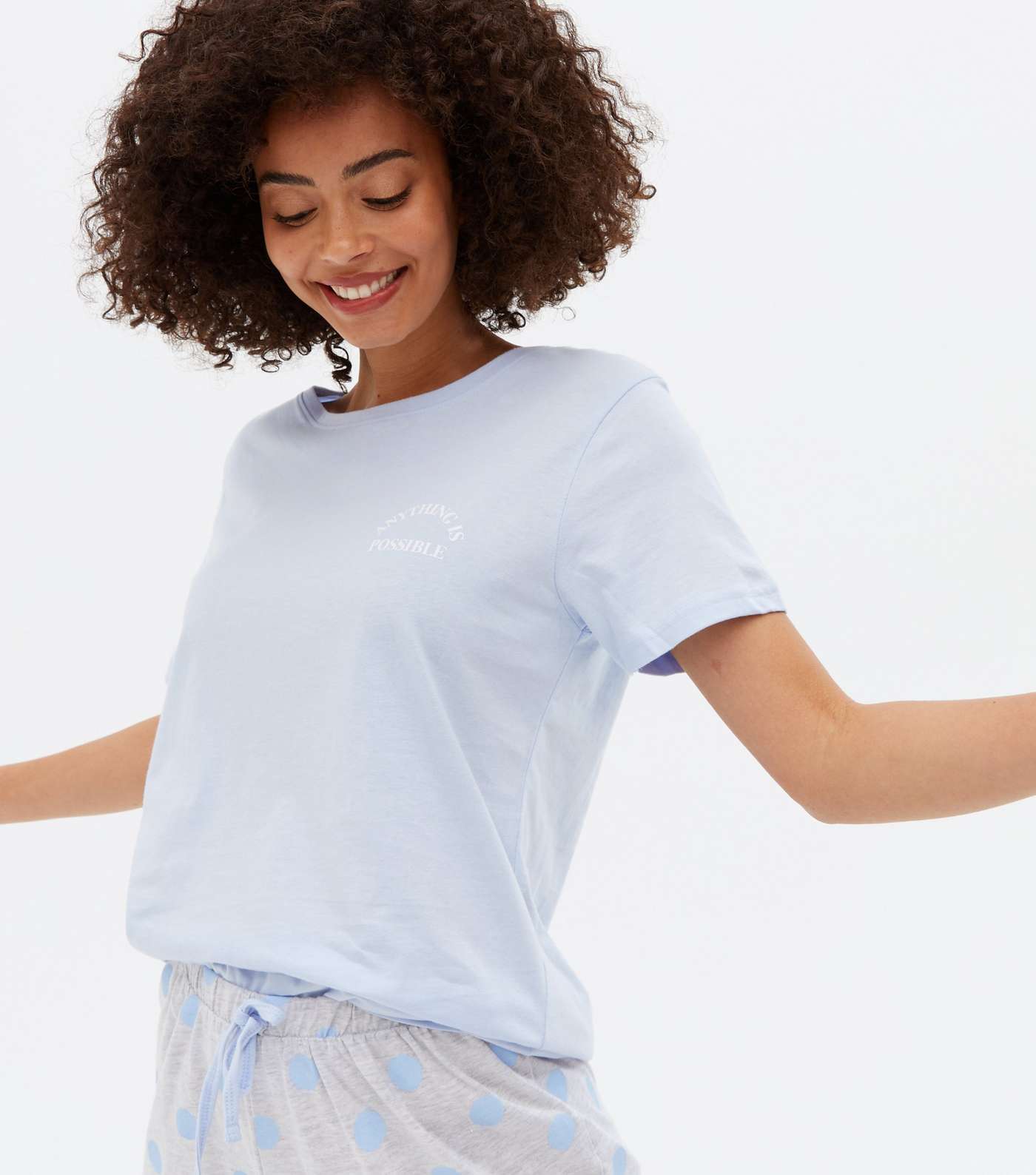 Tall Blue T-Shirt and Trouser Pyjama Set with Spot Logo Image 2