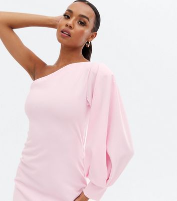 pink one shoulder midi dress
