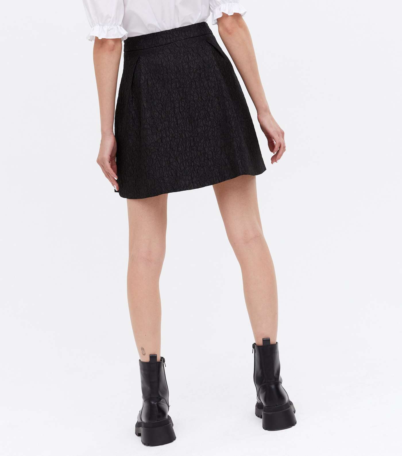 Black Jacquard Mini Flippy Skirt Image 4