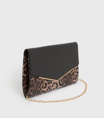 Leopard print clutch 2024 bag new look