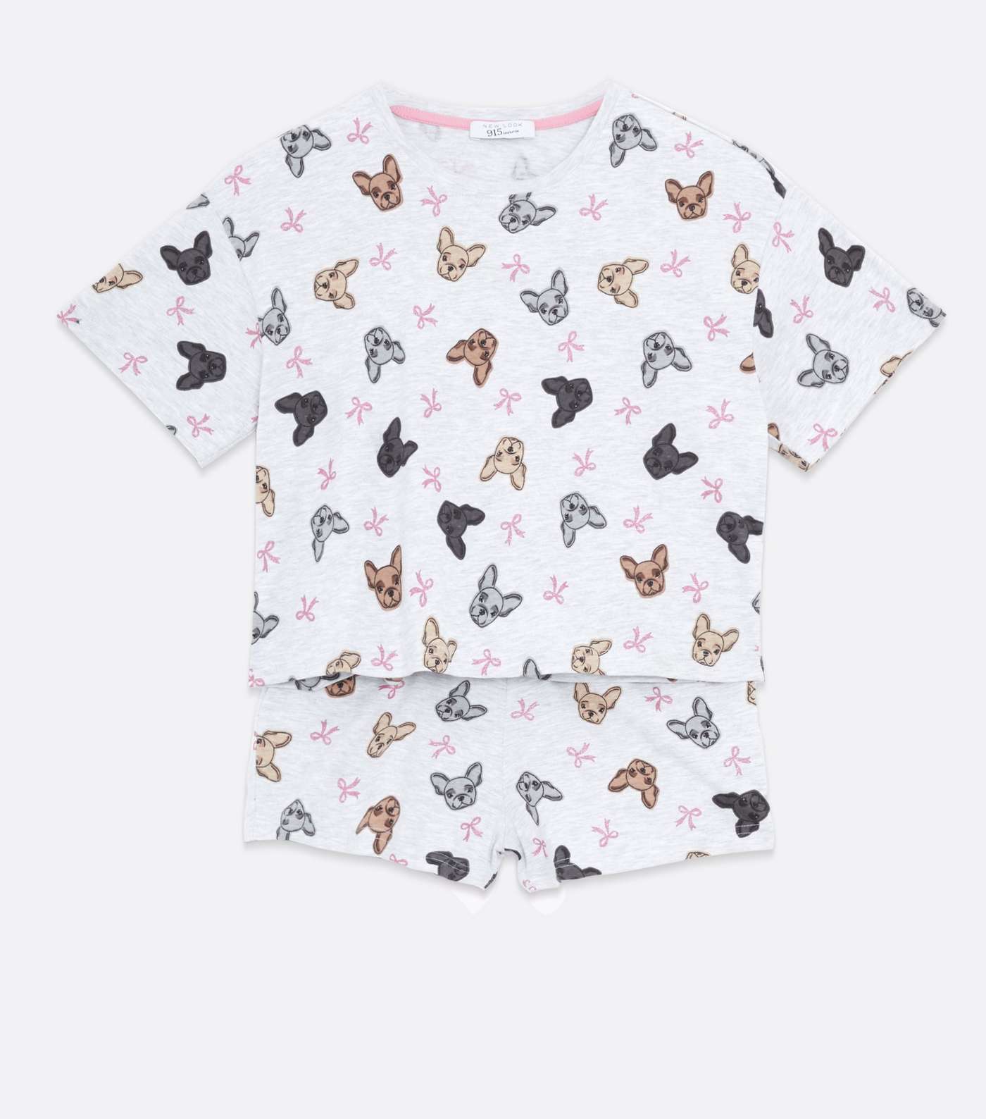 Girls Light Grey Dog T-Shirt and Short Pyjama Set Image 5