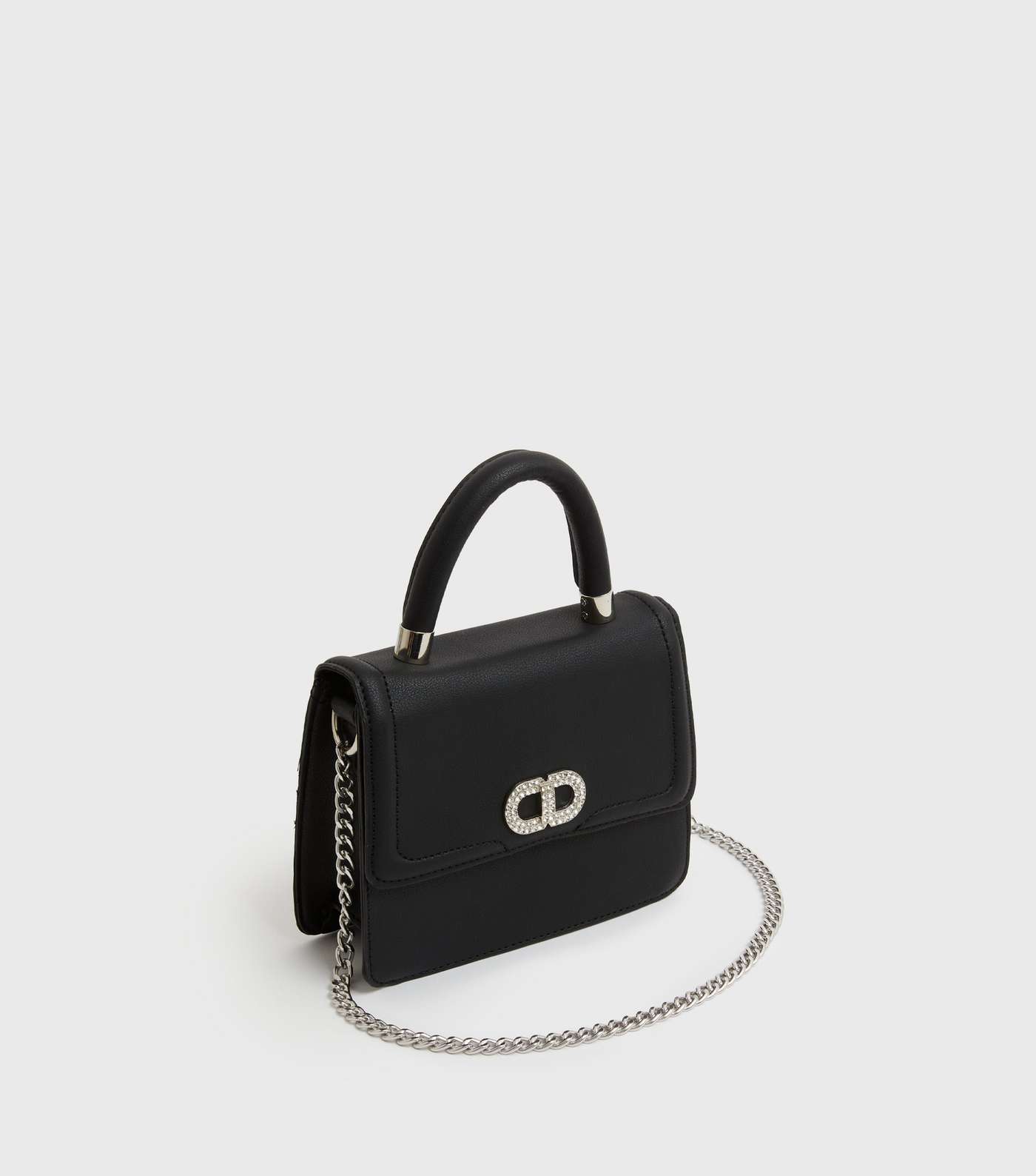 Black Leather-Look Mini Top Handle Bag Image 3