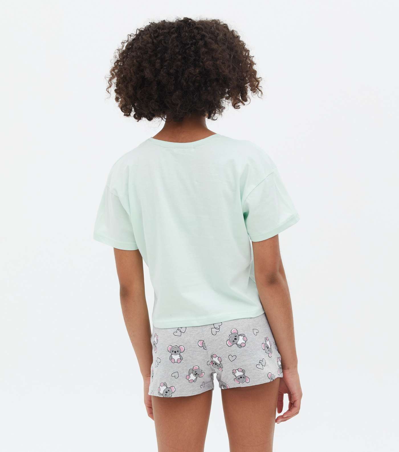 Girls Mint Green Koala Logo Short Pyjama Set Image 4