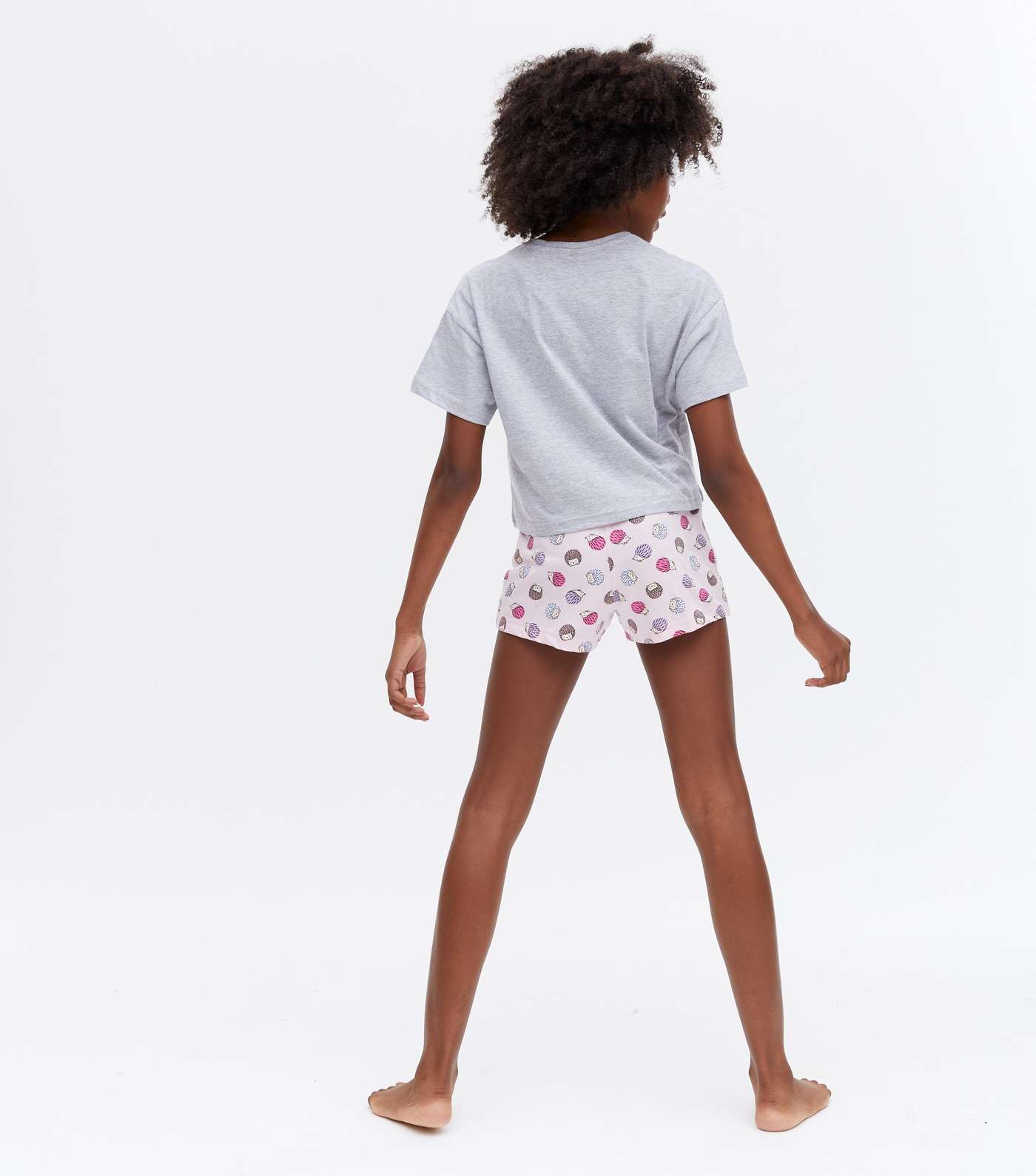 Girls Light Grey Hedgehog Logo Short Pyjama Set Image 4