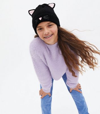 Girls Black Cat Beanie | New Look