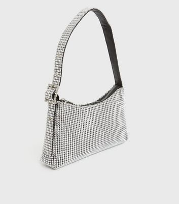 shop for Silver Diamanté Shoulder Bag New Look at Shopo