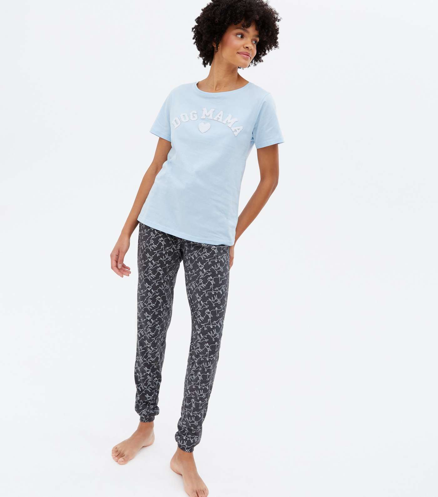 Tall Blue Jogger Pyjama Set with Dog Mama Logo