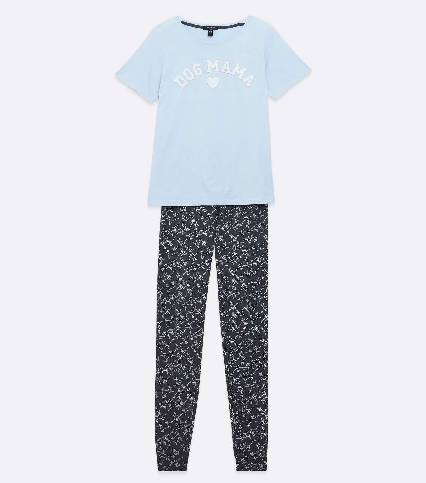 Tall Blue Jogger Pyjama Set with Dog Mama Logo Image 5
