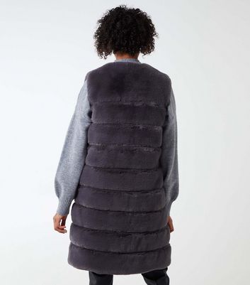 Blue Vanilla Dark Grey Pelted Faux Fur 
