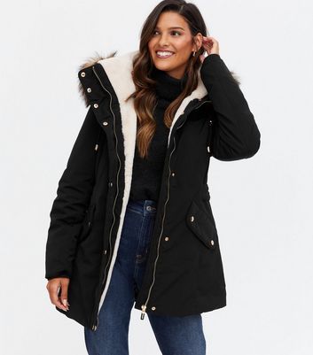 black fur trim parka