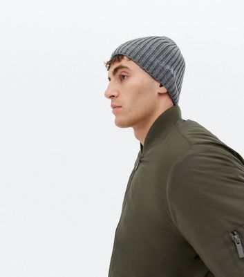 Jack \u0026 Jones Grey Ribbed Knit Beanie 