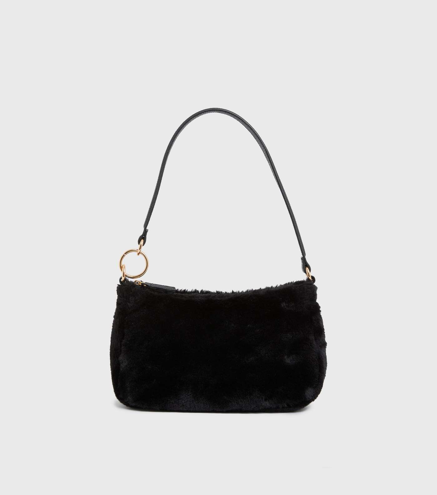 Black Faux Fur Shoulder Bag