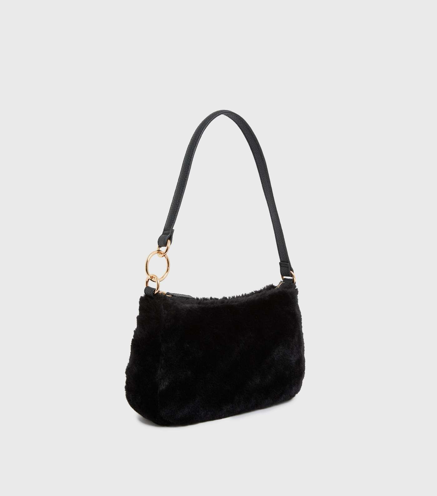 Black Faux Fur Shoulder Bag Image 3
